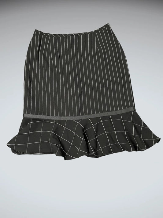 Monochrome Check & Stripe Mini Skirt (M)