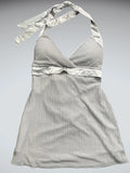 Silver Satin Halterneck Pleated Party Top (S)