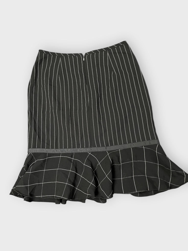 Monochrome Check & Stripe Mini Skirt (M)