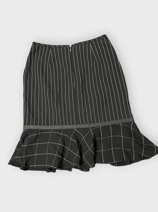 Monochrome Check & Stripe Mini Skirt (M)