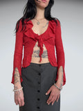 red lace long sleeve top (S)
