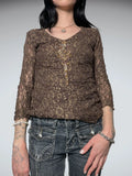 lace brown top with gems