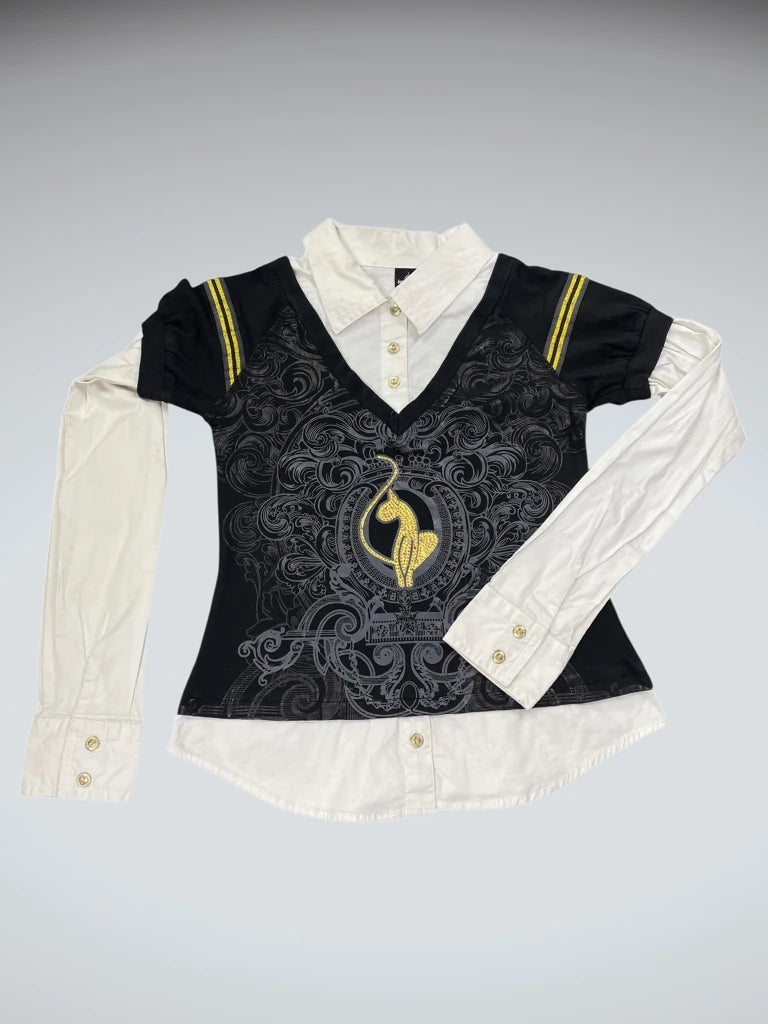 Baby Phat Layered Graphic Gold Panther Shirt (XS)