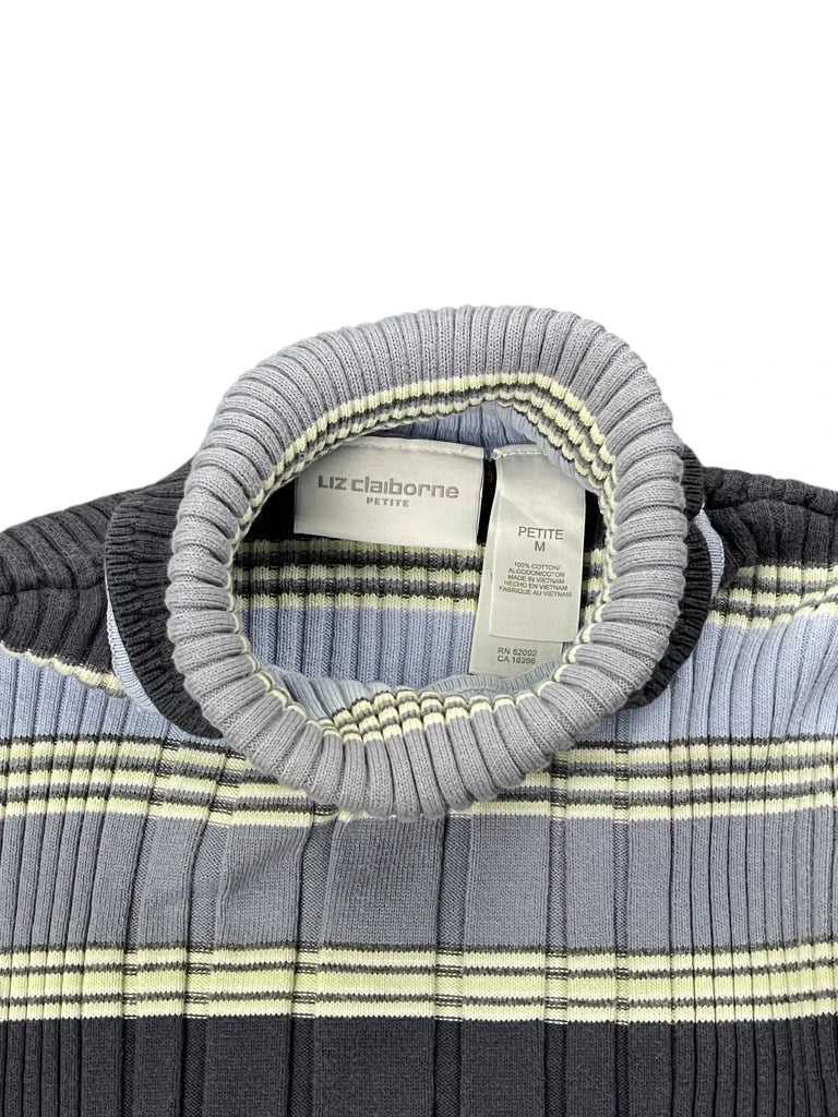 Checkered Marine Blue Ribbed Turtleneck Sweater (M)