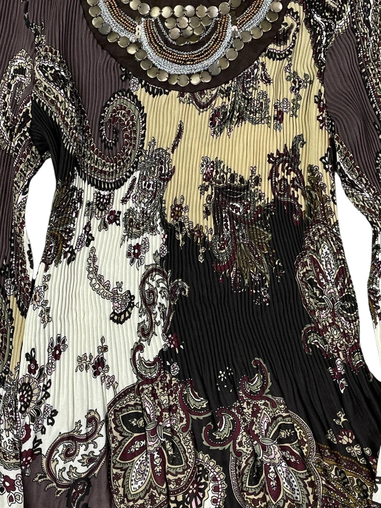 Larry Lavine green paisley button front dress (L)