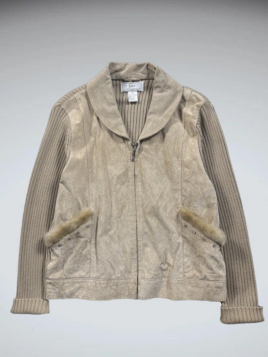 Lisa International Beige Leather Jacket (M)