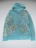Teal Dragon Print Hoodie (L)