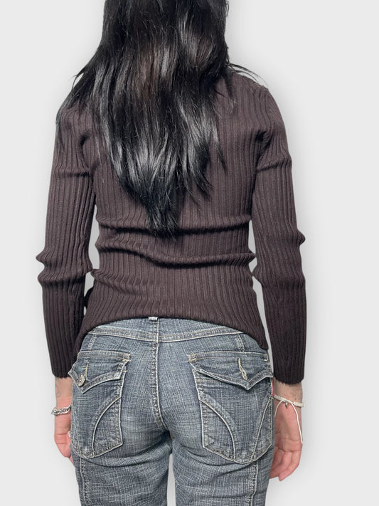 Brown V-Neck Jumper (L)