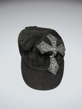 Black Rhinestone Cross Military Cap (ONESIZE)