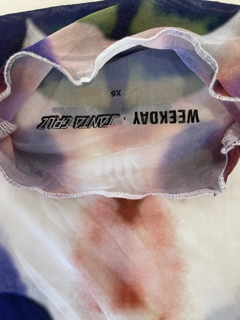 Tie-Dye Sheer Mesh Longsleeve Top (S)