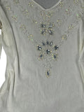 Beige Shimmer Stone Detail Vintage Top (S)