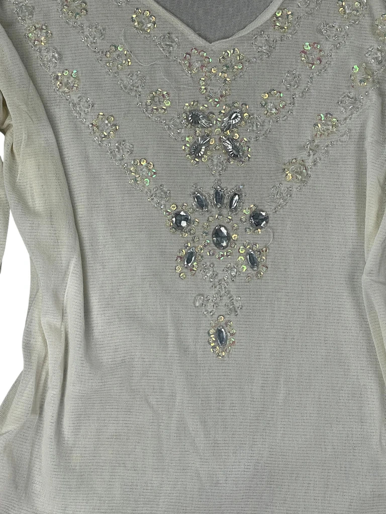 Beige Shimmer Stone Detail Vintage Top (S)