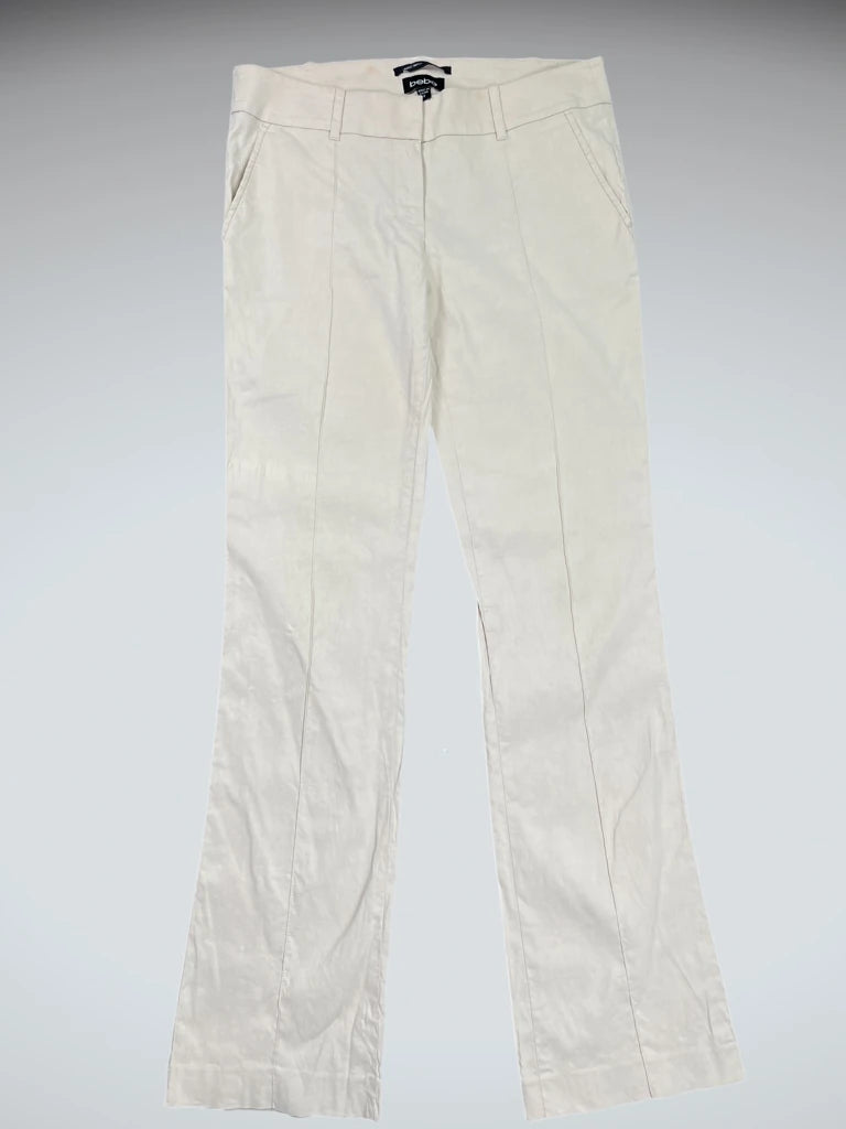 Beige Linen-Blend Tailored Suit Pants (M)