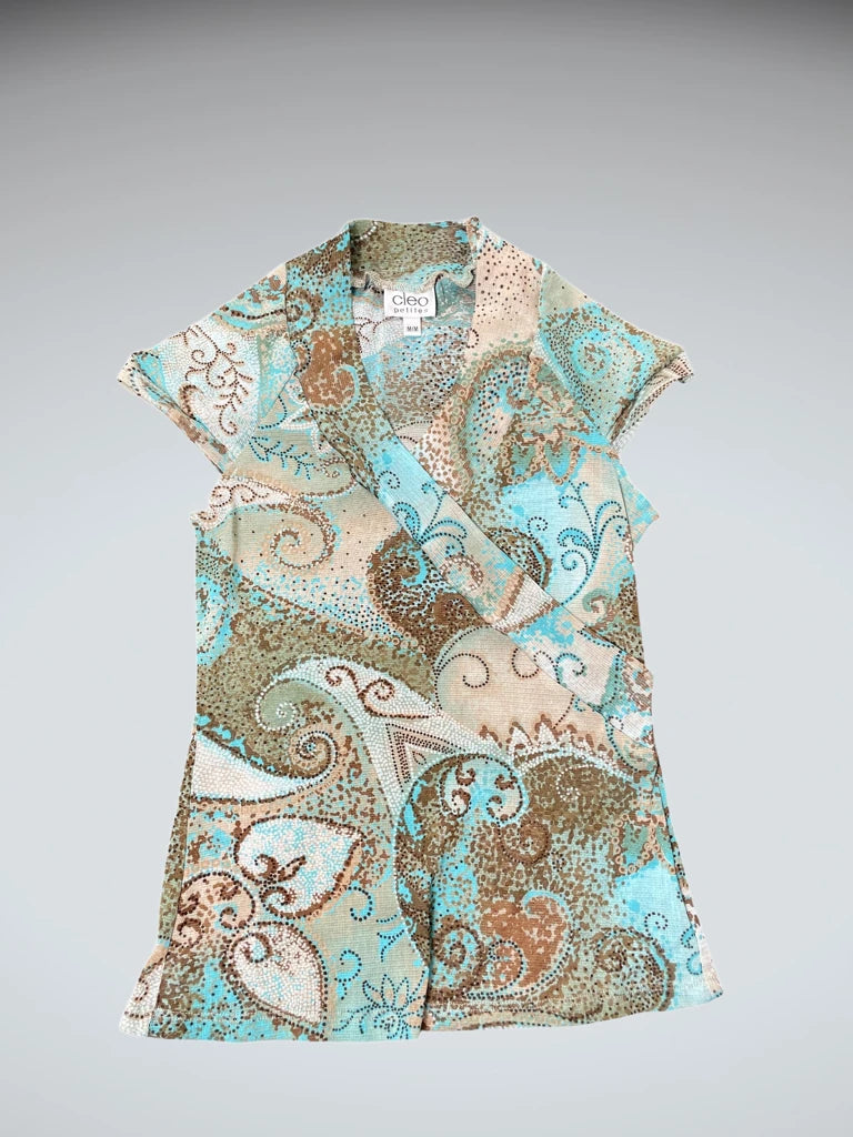 Earthtone Paisley Wrap Top (M)