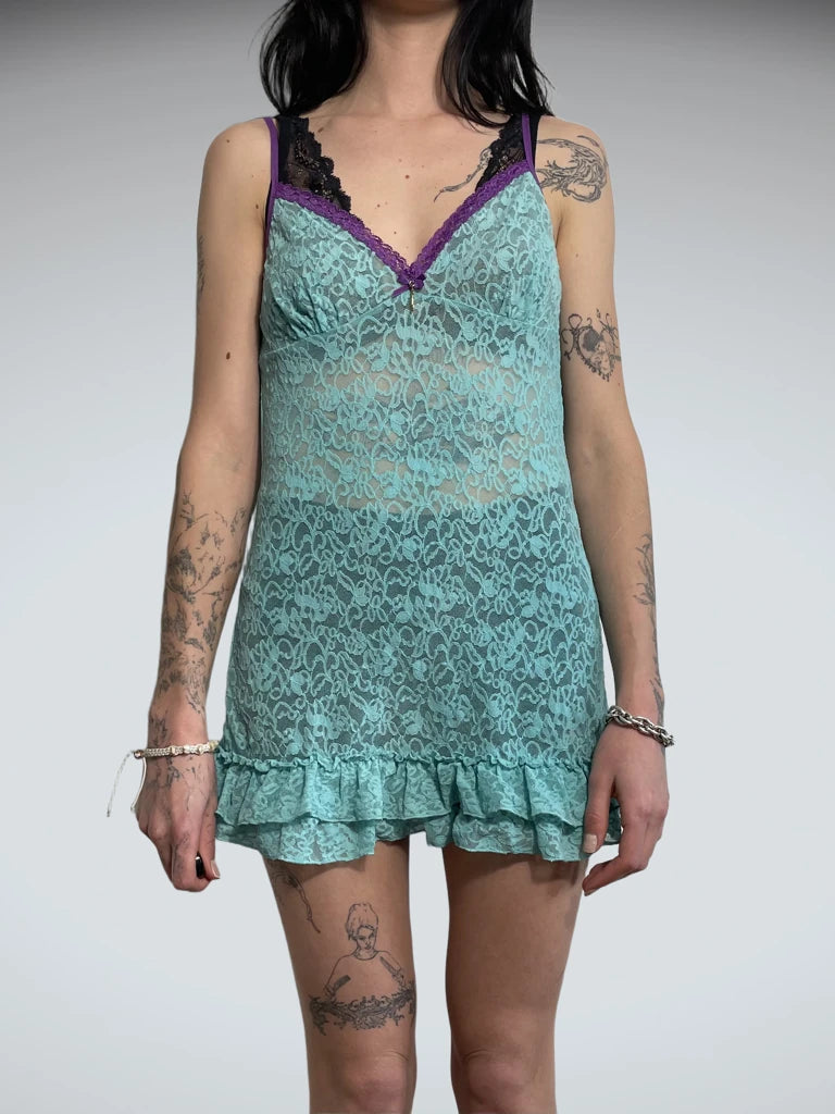 turquoise lace dress (L)