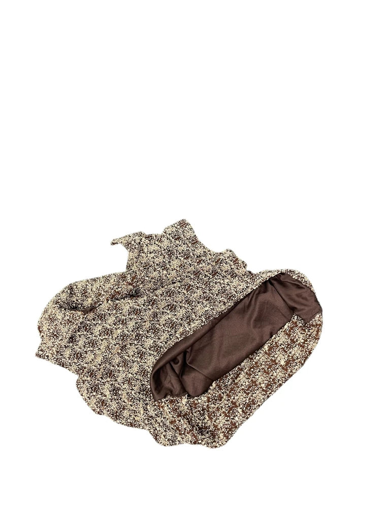 Golden Brown V-Cut Satin Top (S)