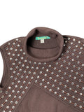 brown studded turtleneck top (L)