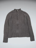 Black Cable Knit Zip Sweater (L)