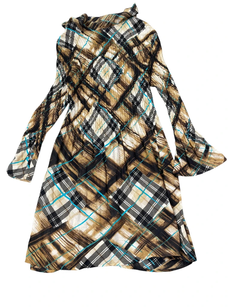 Sunny Leigh Brown Plaid Ruffle Dress (L)