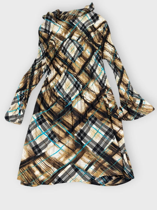 Sunny Leigh Brown Plaid Ruffle Dress (L)