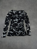 flower black and white blouse