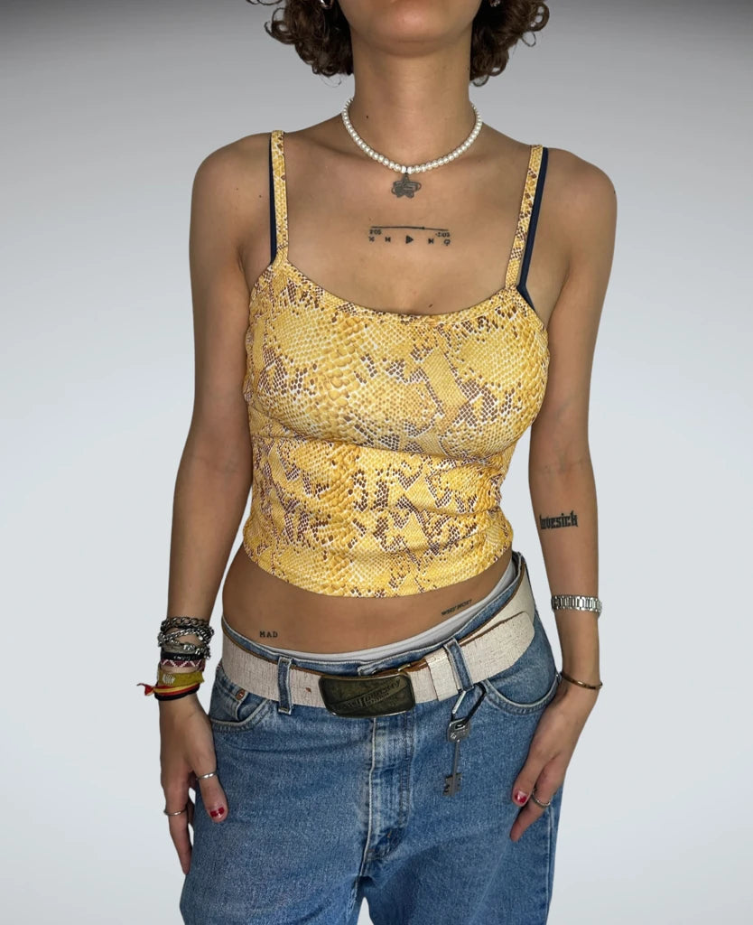 Yellow snake print top