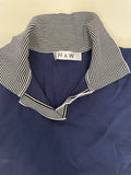 Navy Ribbed Polo Crop Top (S)