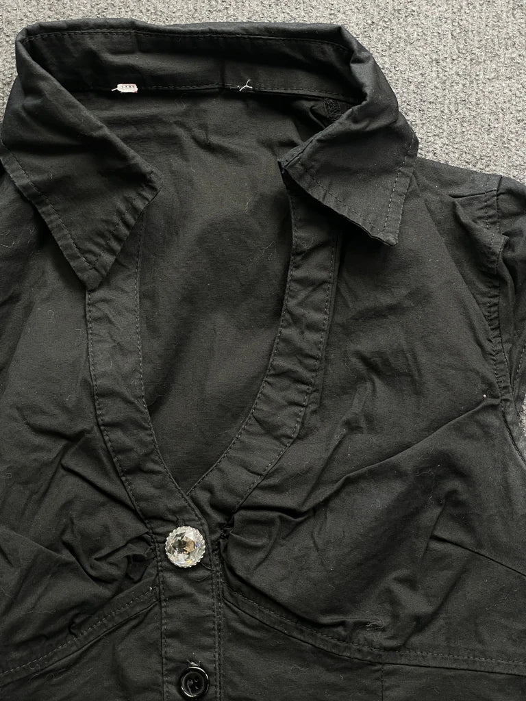 Black Lightweight Vest with Buttons (M)