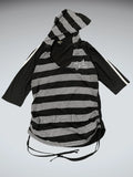 Black Striped Studded Hoodie Top (L)
