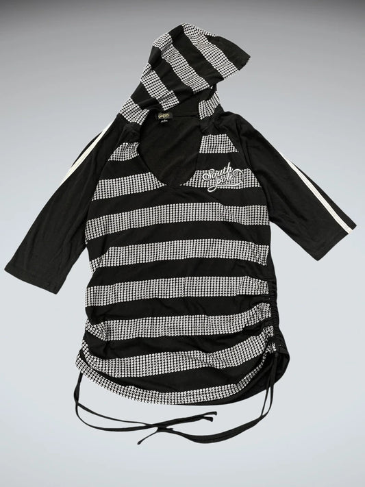 Black Striped Studded Hoodie Top (L)