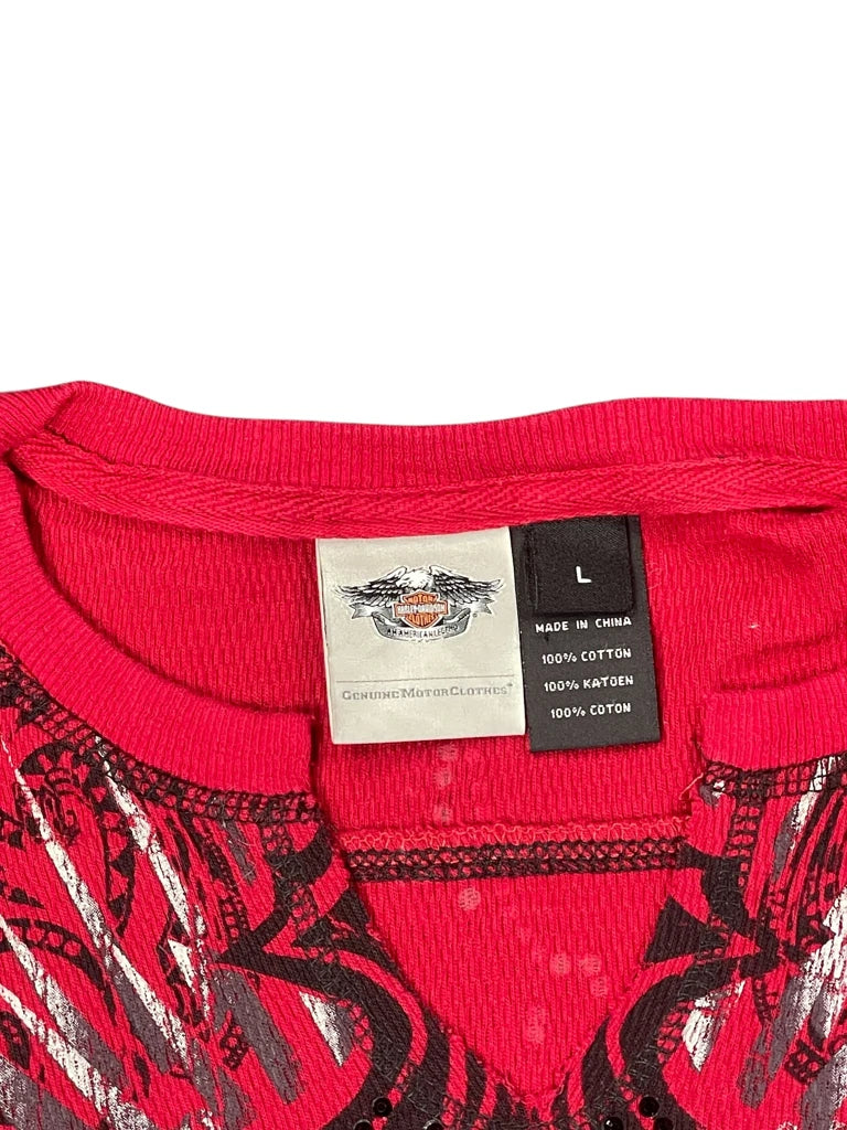 Harley davidson red print longsleeve (L)
