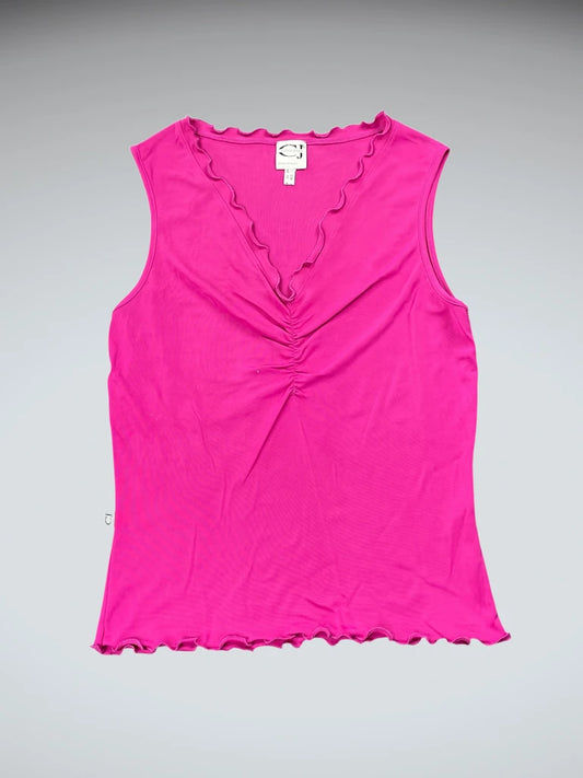 Hot Pink Ruched V-Neck Tank Top (L)
