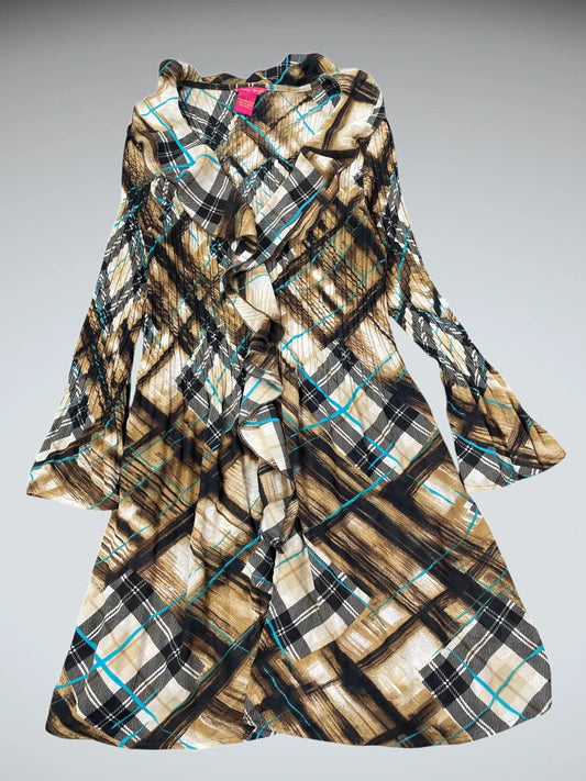 Sunny Leigh Brown Plaid Ruffle Dress (L)
