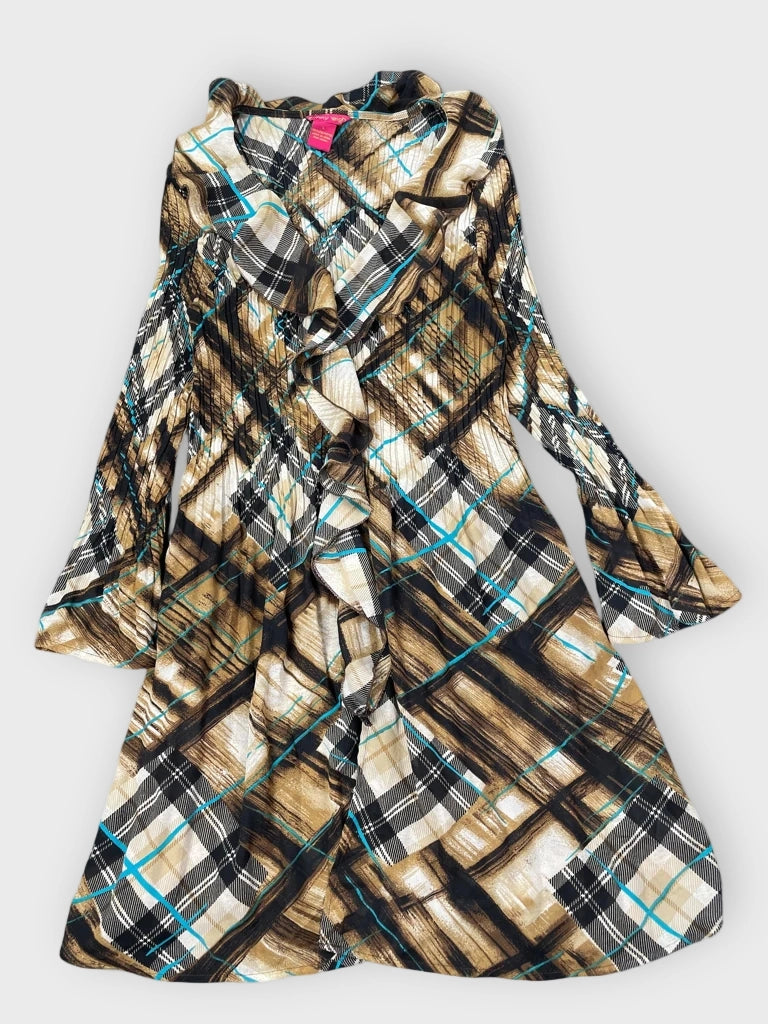 Sunny Leigh Brown Plaid Ruffle Dress (L)