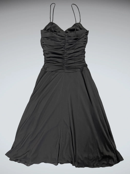 Timeless Black Ruched Evening Dress (M)