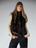 Vintage Brown 2 sided Faux Fur Vest Women (M)