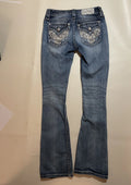 Embellished Low Rise Bootcut Jeans Miss Me Vintage Denim (S)