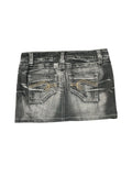 Grey Washed Vintage Denim Skirt with Rhinestone Detail (M)