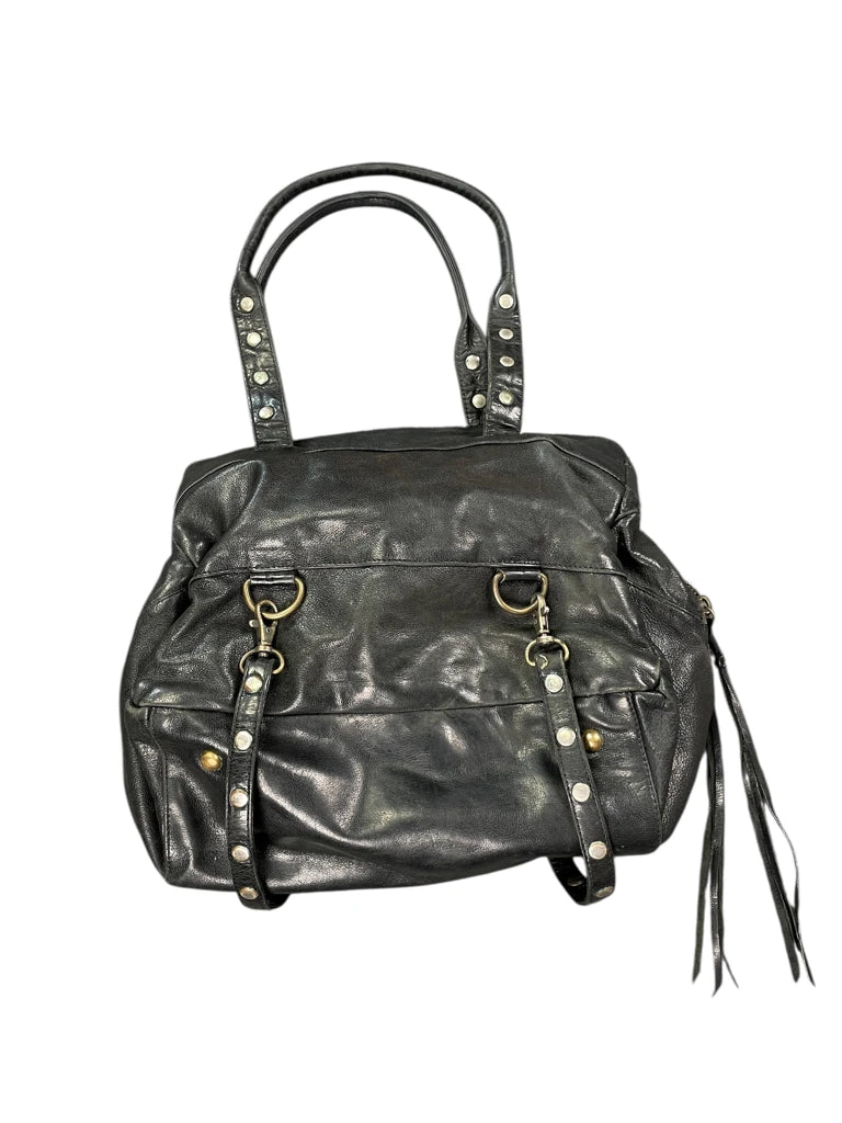 Black Studded Strap Tote Bag (ONESIZE)