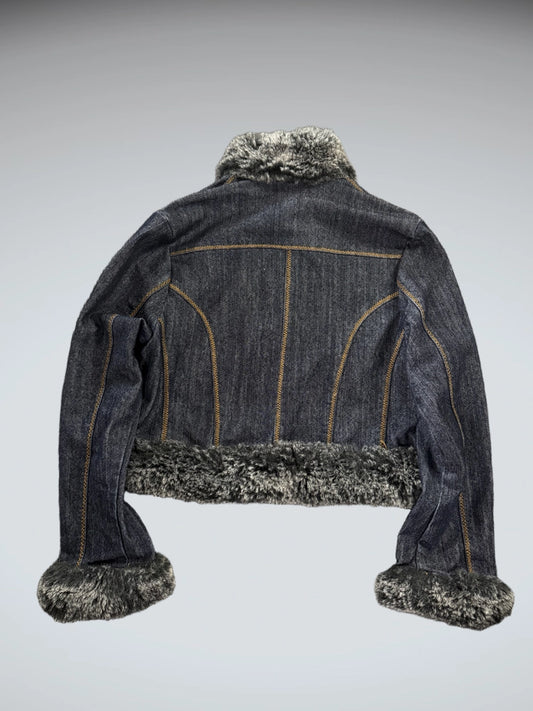 Ultima Faux Fur Collar Denim Jacket Women (S)