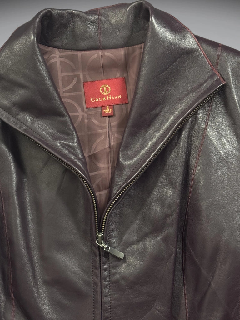 Cole Haan Purple Lamb Leather Jacket (L)
