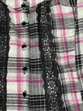 Pink Check Blouse mit Spitze (L)