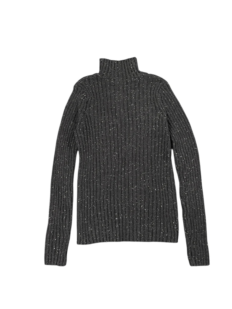 Black Half-Zip Ribbed Knit Sweater (S)