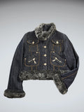 Ultima Faux Fur Collar Denim Jacket Women (S)