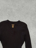 brown v neck jumper