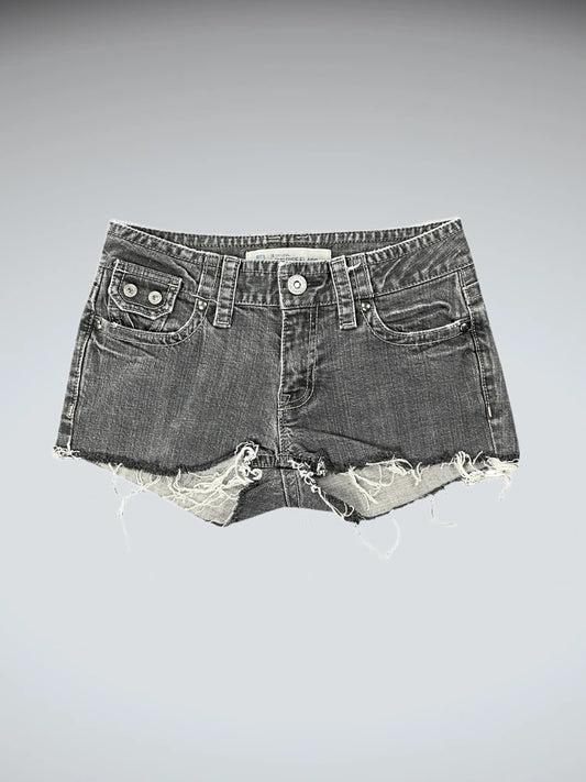 Low Rise Flare Grey Denim Hotpants (S)