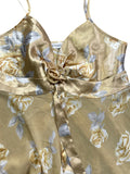 Green brown paisley ruffle wrap top (M)