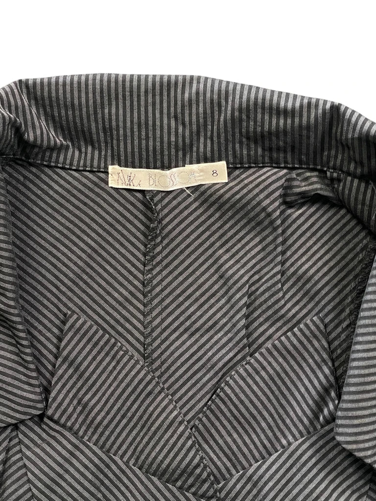 Black Pinstripe Fitted Vest Top with Statement Buttons (S)
