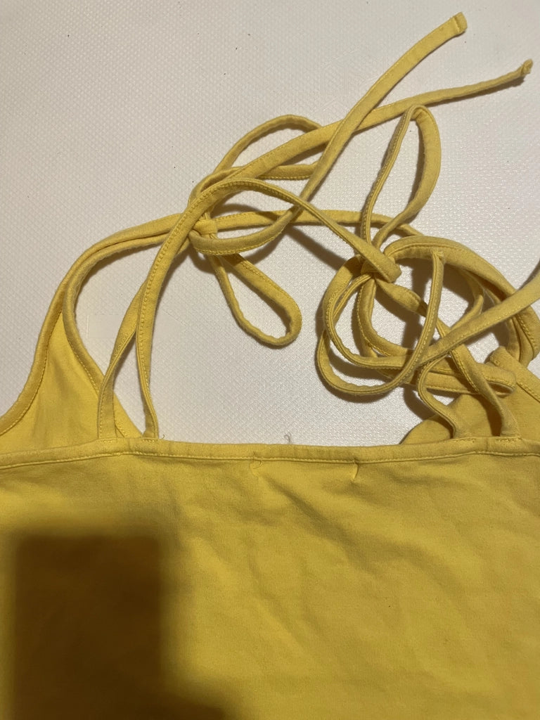 Sunshine Yellow Tie-Shoulder Tank Top Summer Vintage Cami (S)