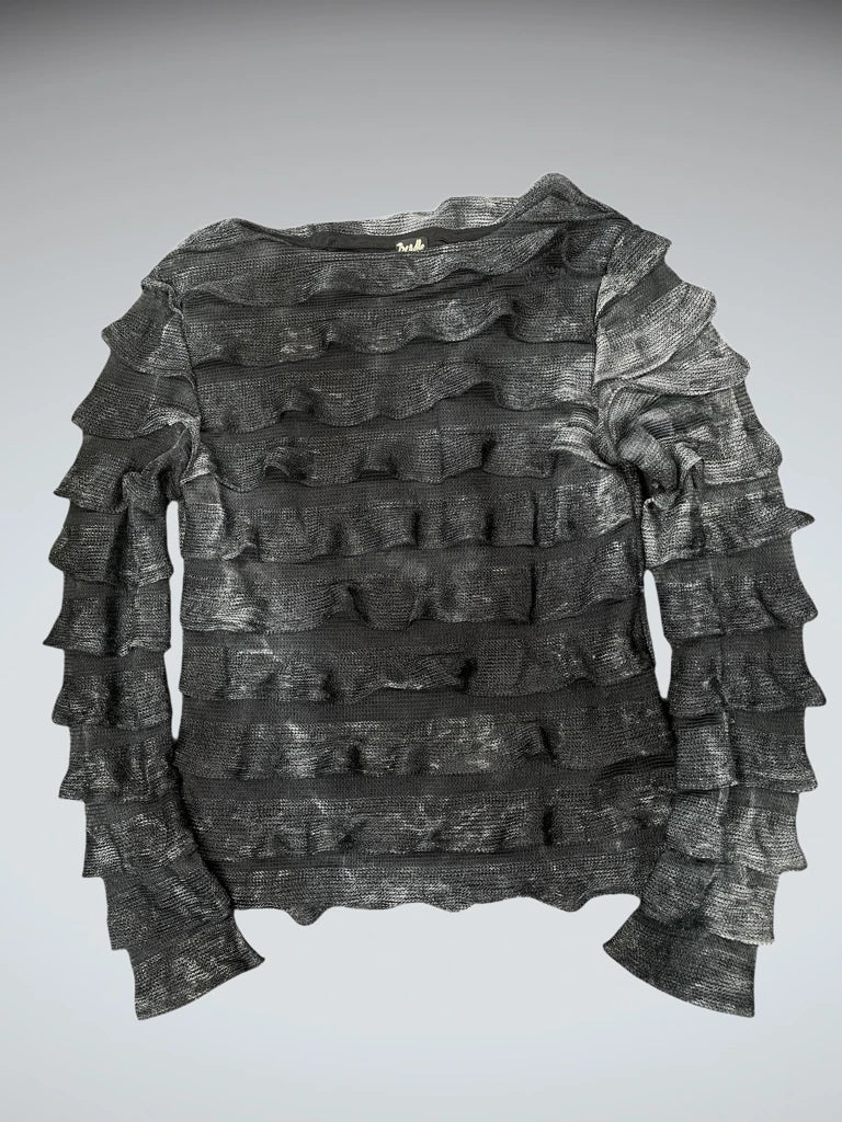 Crinkled Texture Black Tank (S)